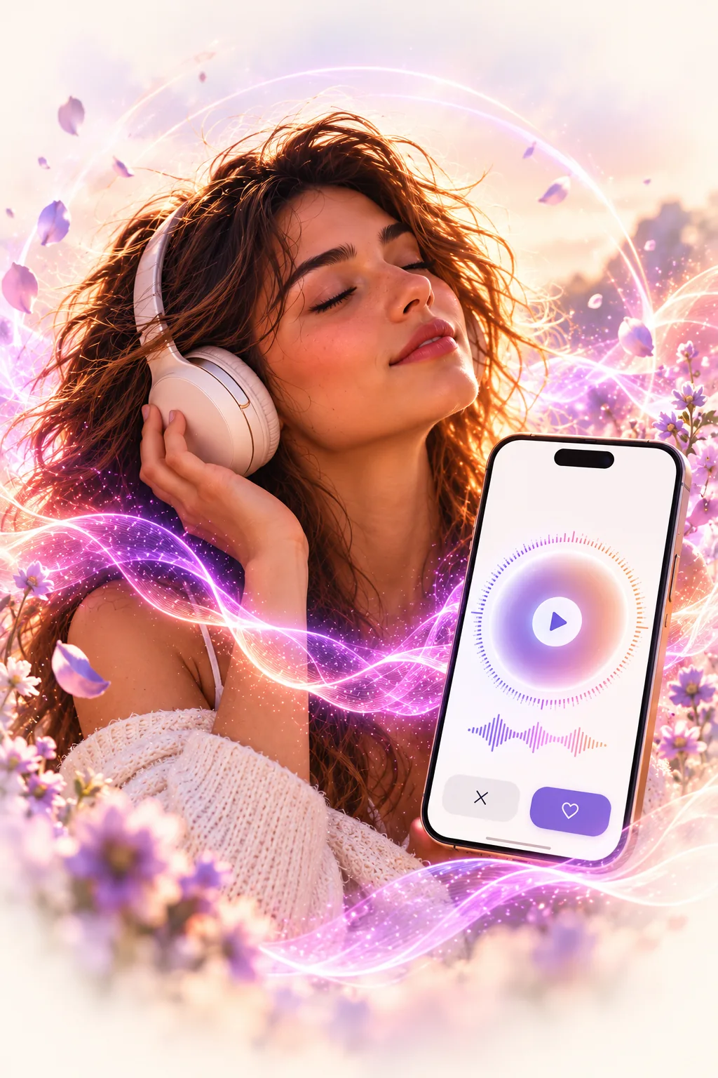 A woman listening to a voice introduction on CoreAllure before any photograph is shown