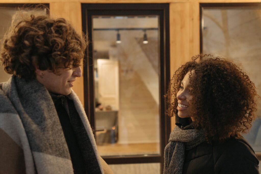 meeting through conversation before a photograph
